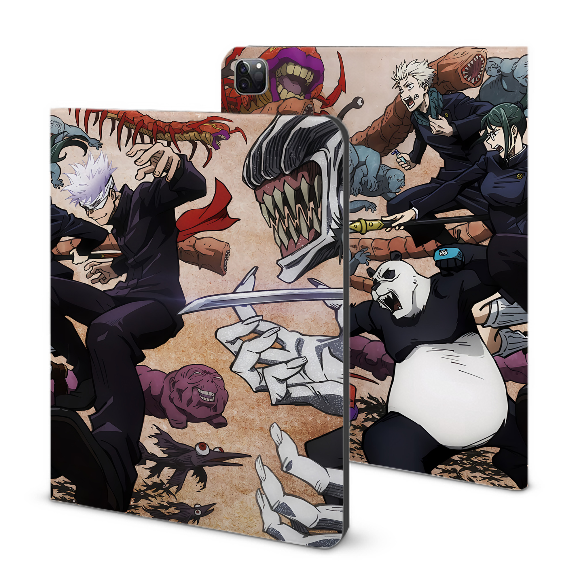 （画像用） 呪術廻戦 Jujutsu Kaisen IPad ケース ブック型 PUレザー TPU 耐衝撃 軽量 薄型 ペン収納なし 全面保護 IPad 各モデル対応